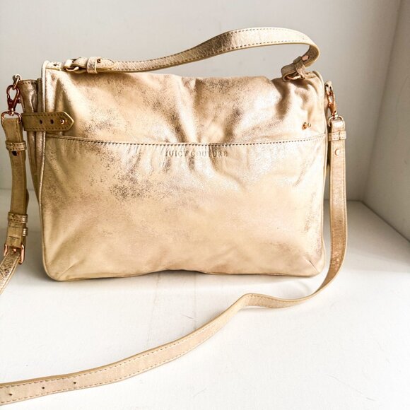 Juicy Couture Nude Beige Metallic Finish Crossbody Leather Bag - Picture 6 of 7